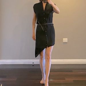 Helmet Lang Asymmetry shirt dress with leather belt